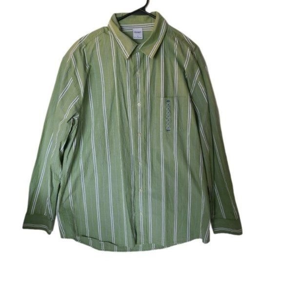 Old Navy Green Striped Shirt Long Sleeve L NWT‎ - Picture 3 of 14